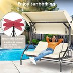 Pirecart 3 Person Patio Porch Swing Outdoor Converting Swing Glider Hammock with Adjustable Canopy, Cushions, Red - image 18