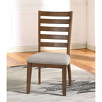 Set of 2 Walnut and Light Gray Ladder Back Side Chairs - image 1