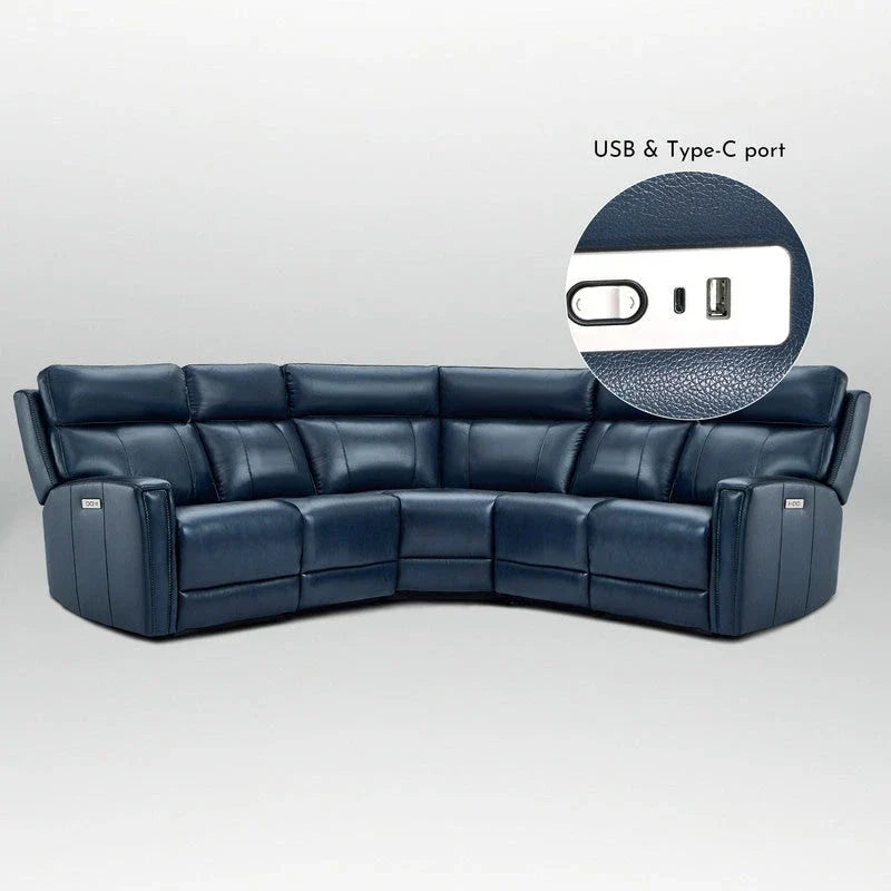 104" 3-Color Genuine Leather Power Reclining Sectional Sofa with Zero Gravity Feature, USB & USB-C Ports, and 2 Stationary Armless Chairs - image 19