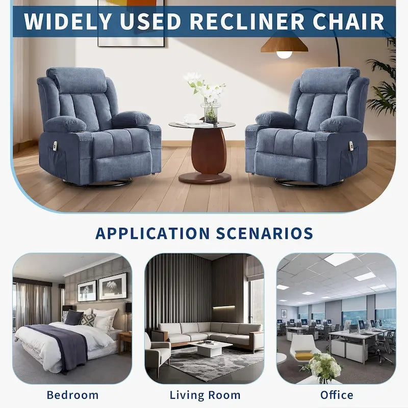 Recliner Chair, Rocking Chairs with Massage and Heat, Side Pockets and Cup Holder - image 19