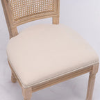 Set of 2 Antique Rattan-Back Dining Chairs with Solid Wood Frame - image 8