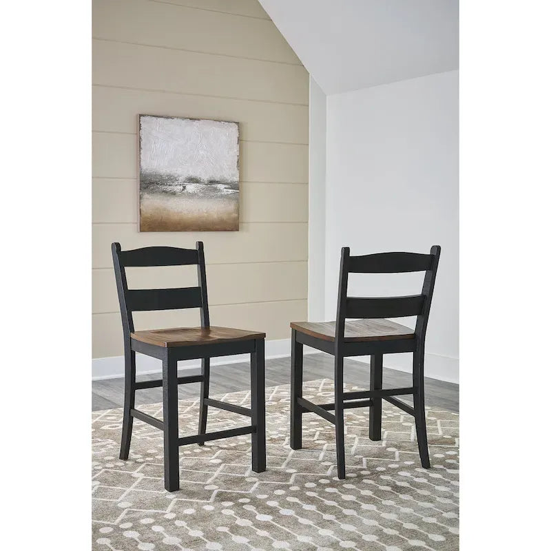 Signature Design by Ashley Valebeck Black and Brown Counter Height Barstool - Dimensions: 20W x 22D x 39H - image 1