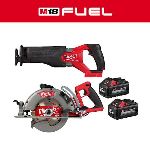 M18 FUEL 18-Volt Lithium-Ion Brushless Cordless SAWZALL w/7-1/4 in. Rear Handle Circ Saw, Two 6 Ah High Output Batteries - image 1