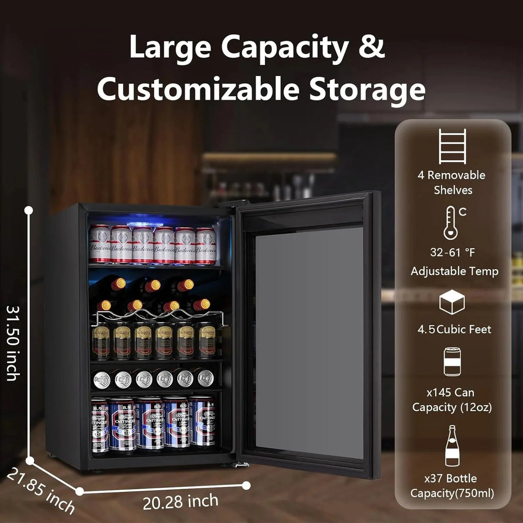Mini Fridge 130 Can Beverage Refrigerator Cooler, 3.2 Cu.Ft Drink Fridge for Soda Wine Beer, Adjustable Temperature Control for Home Office, Black - image 25