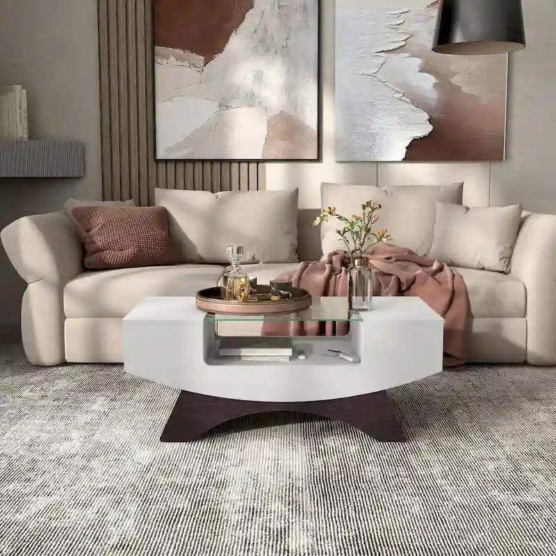 Angelic Contemporary Storage Coffee Table with Glass Insert by Furniture of America - image 15