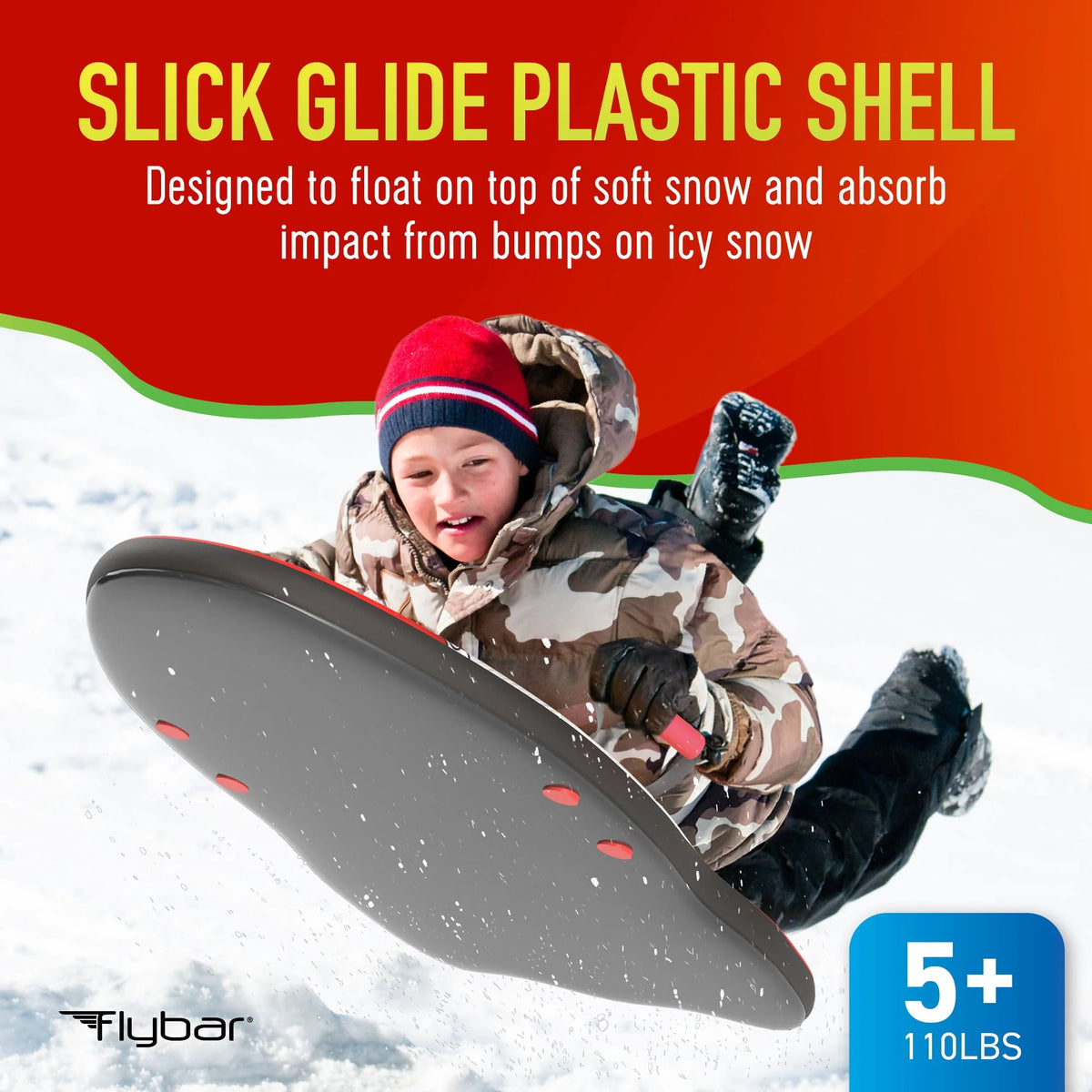 Flybar Kids 36' Rocket Foam Toboggan Snow Sled for Kids with Slick Bottom for Kids, Ages 6+ - image 4
