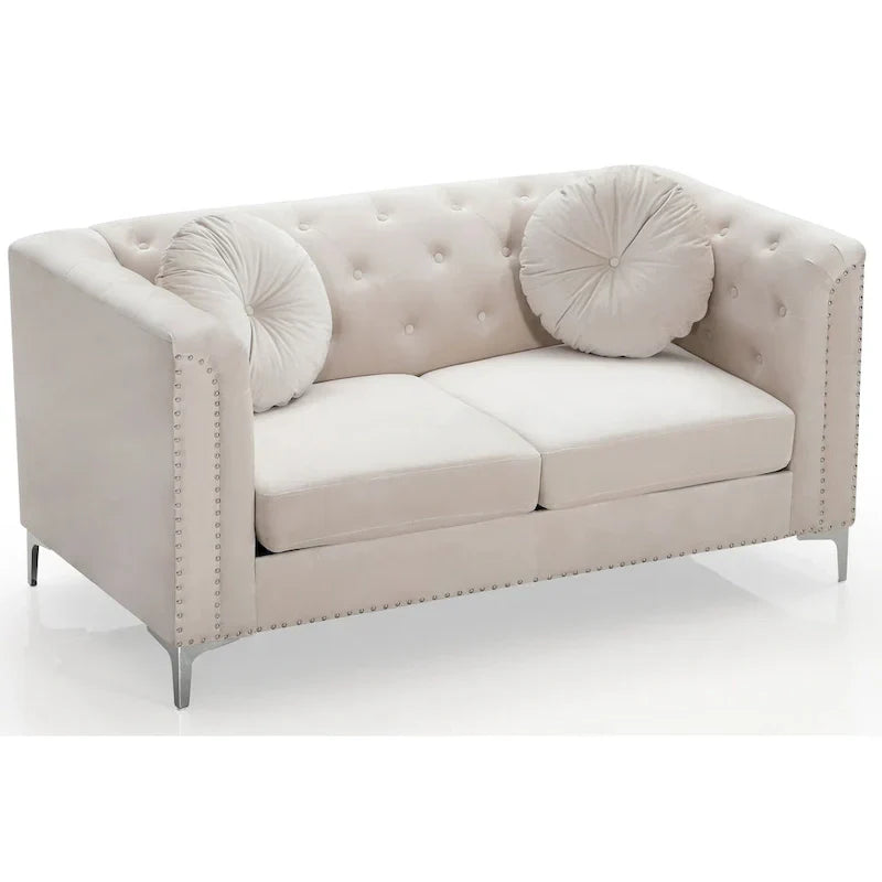 Velvet Button-Tufted Pompano Loveseat - image 44