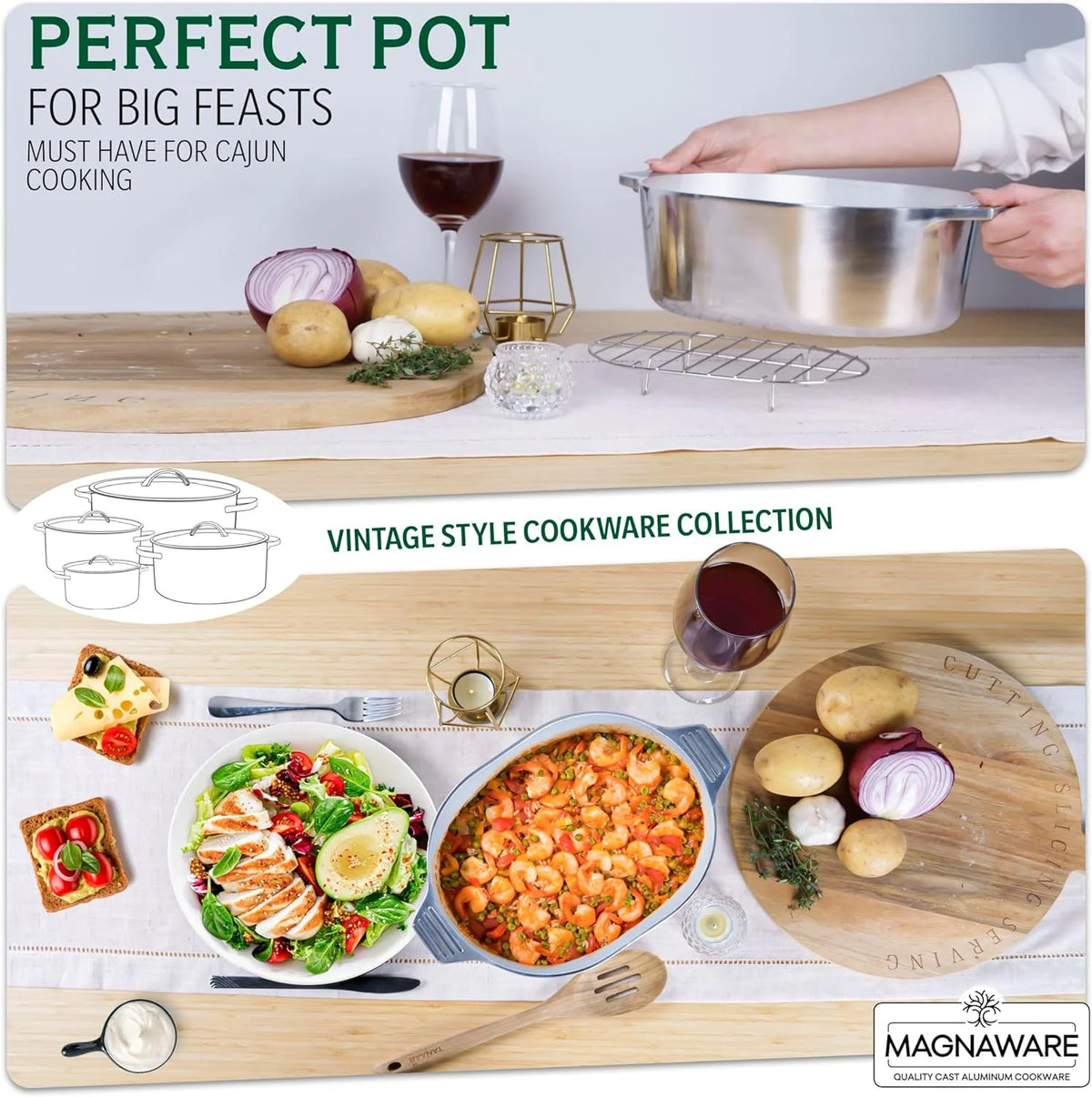 Cast Aluminum Dutch Oven - 8 Quart - Oval Dutch Oven Pot with Lid for Families and Parties - Lightweight Cajun Cookware with Ideal Heat Distribution - Oval Roaster Pan with Lid (13 Inch) - image 27