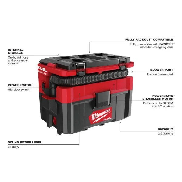 0970-20 Cordless 2.5-Gallon Wet/Dry Jobsite Vacuum with Battery and Charger - image 3