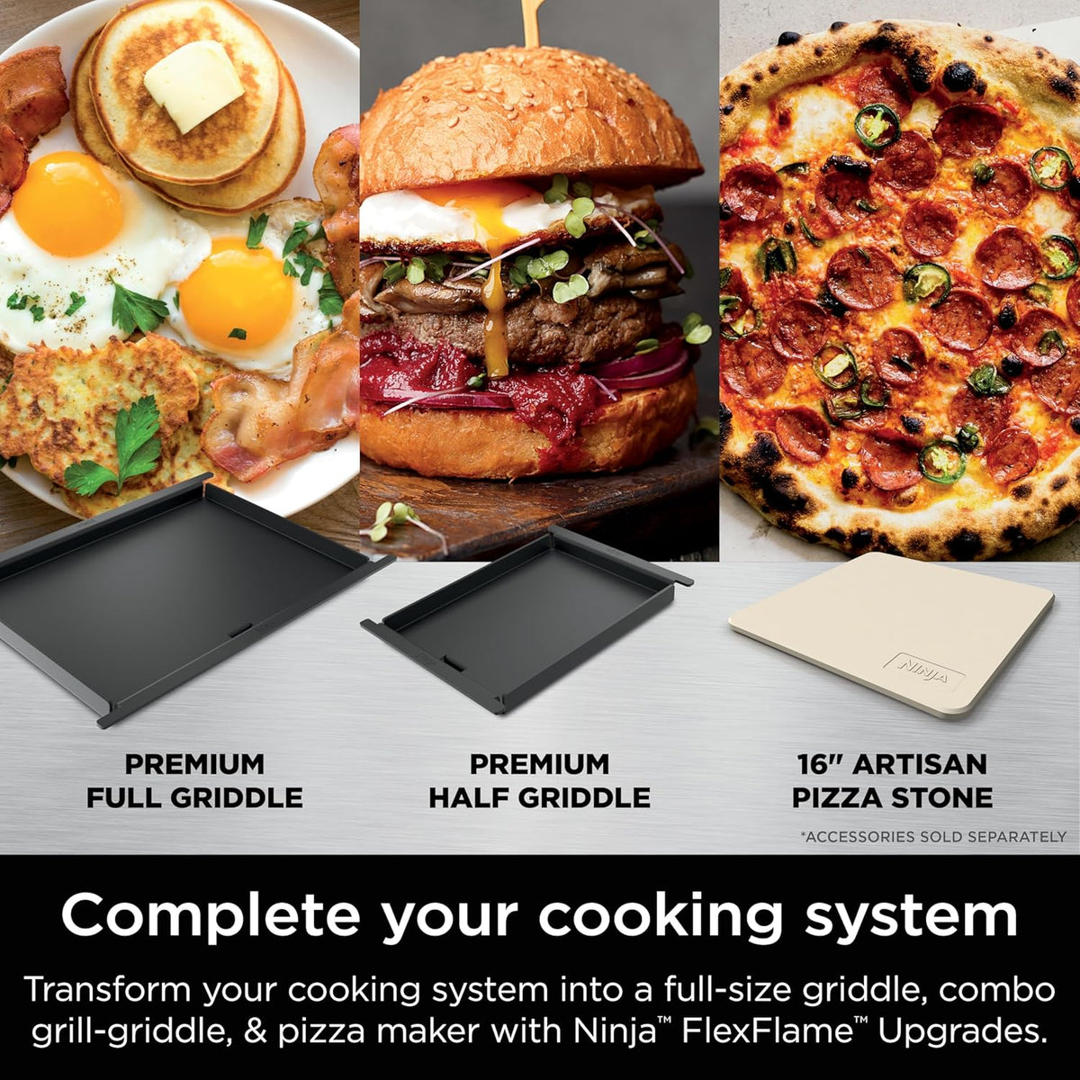 Ninja FlexFlame, Grill and Smoker, Electric and Propane Grill, Roaster, BBQ Grill, 5-in-1 Cooking System, 3 Burner, Digital Control, Outdoor Cooking, Griddle, Pizza Maker, Stainless Steel, PG301 - image 29
