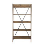 Walker Edison Solid Wood 4-Shelf Ladder Bookshelf, Brown - image 7