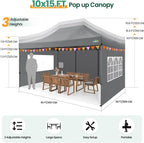 COBIZI 10x20 Heavy Duty Pop up Canopy Tent with 6 sidewalls Easy Up Commercial Outdoor Canopy Wedding Party Tents for Parties All Season Wind & Waterproof Gazebo with Roller Bag,Black(Frame Thickened) - image 81