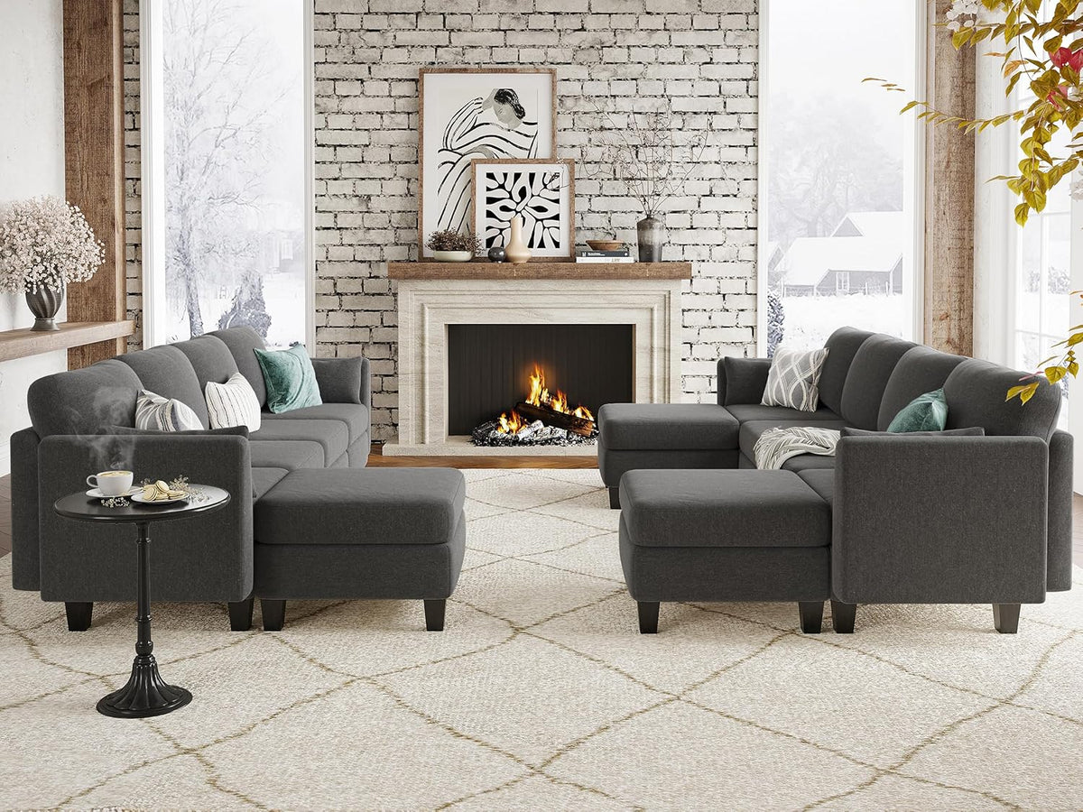 Modular Sectional Sofa, Convertible U Shaped Sofa Couch with High Density Memory Foam, 6 Seat Comfy Modular Sofa Couch for Living Room, Modern U Shaped Sectional Sofa, Dimgrey - image 5