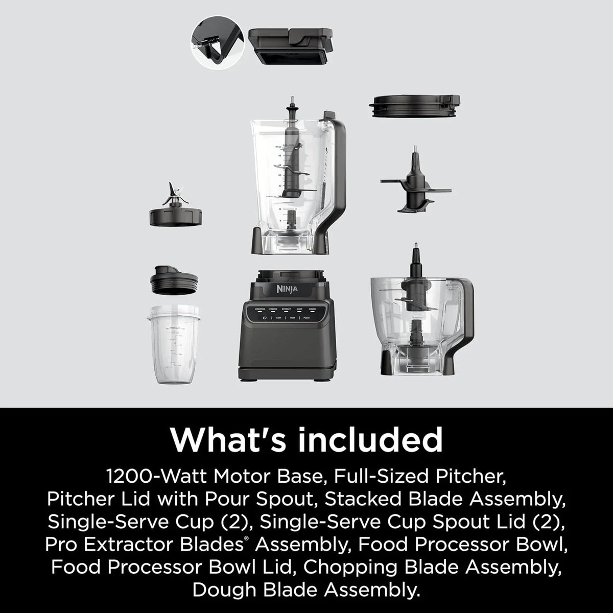 Ninja Blender, Mega Kitchen System, 1500W, 4 Functions for Smoothies, Processing, Dough, Drinks & More, with 72 Blender Pitcher, 64 Processor Bowl, 2 Nutri Cups + Lids, Black, BL770 - image 20