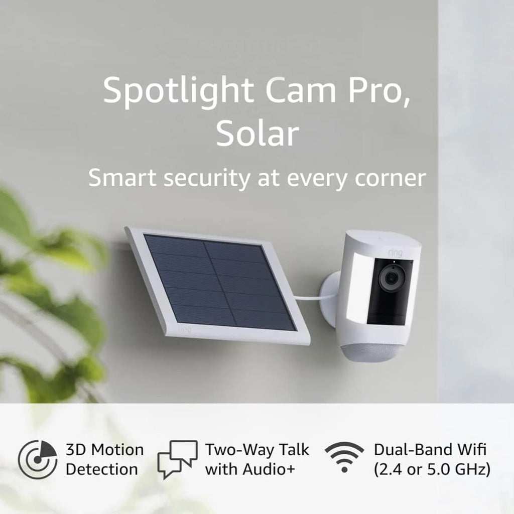 Ring Spotlight Cam Pro, Solar / 3D Motion Detection, Two-Way Talk with Audio+, and Dual-Band Wifi (2022 release) - White - image 1