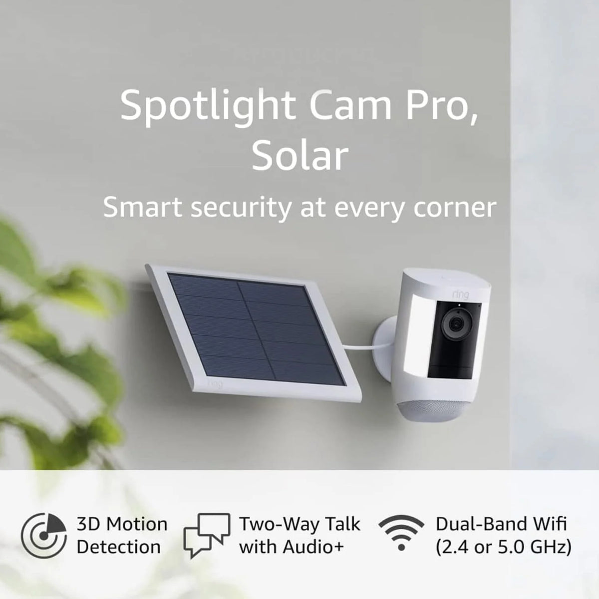 Ring Spotlight Cam Pro, Solar / 3D Motion Detection, Two-Way Talk with Audio+, and Dual-Band Wifi (2022 release) - White - image 1
