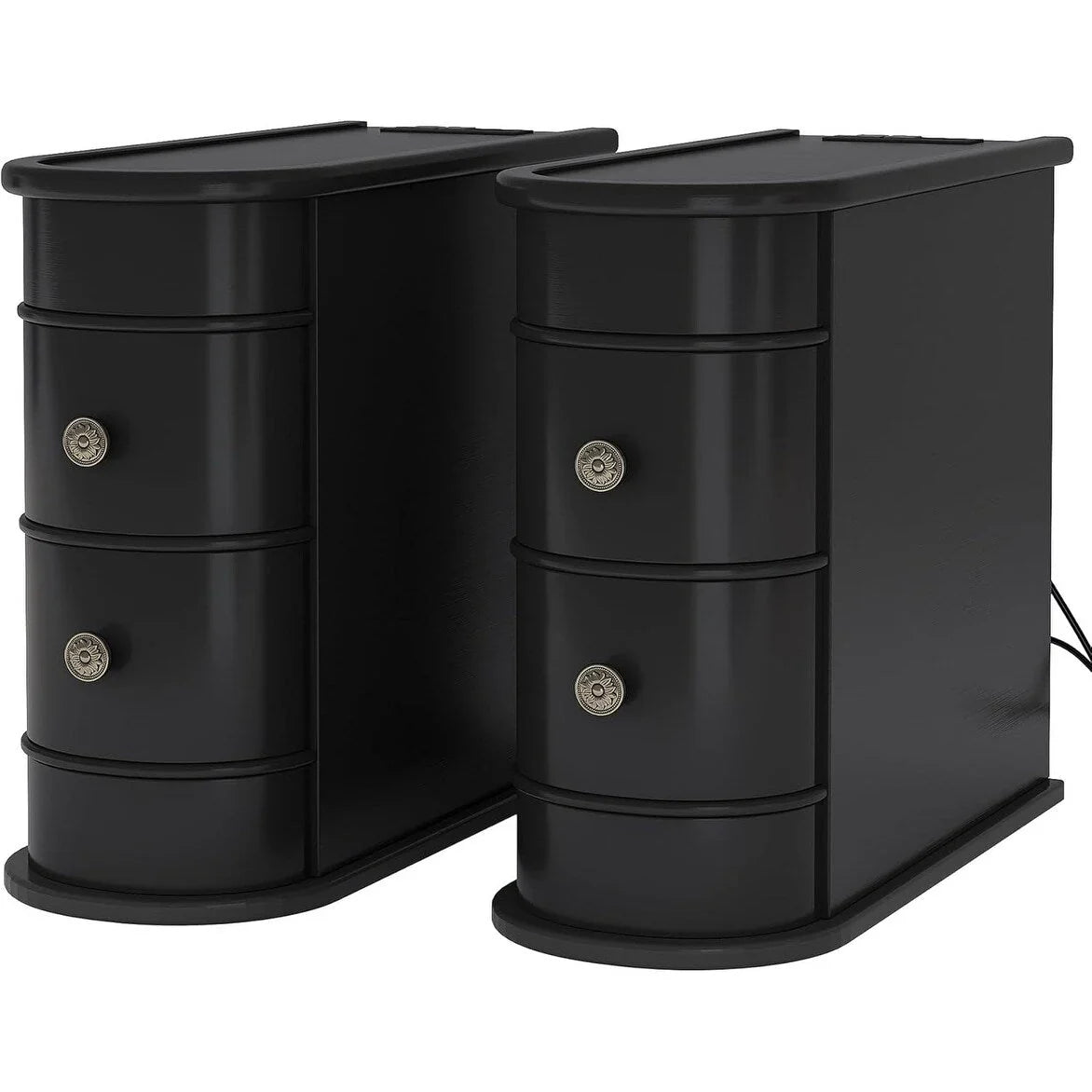 Solid Wood Chairside End Table, Two-Drawer Narrow Side Table Slim - image 27