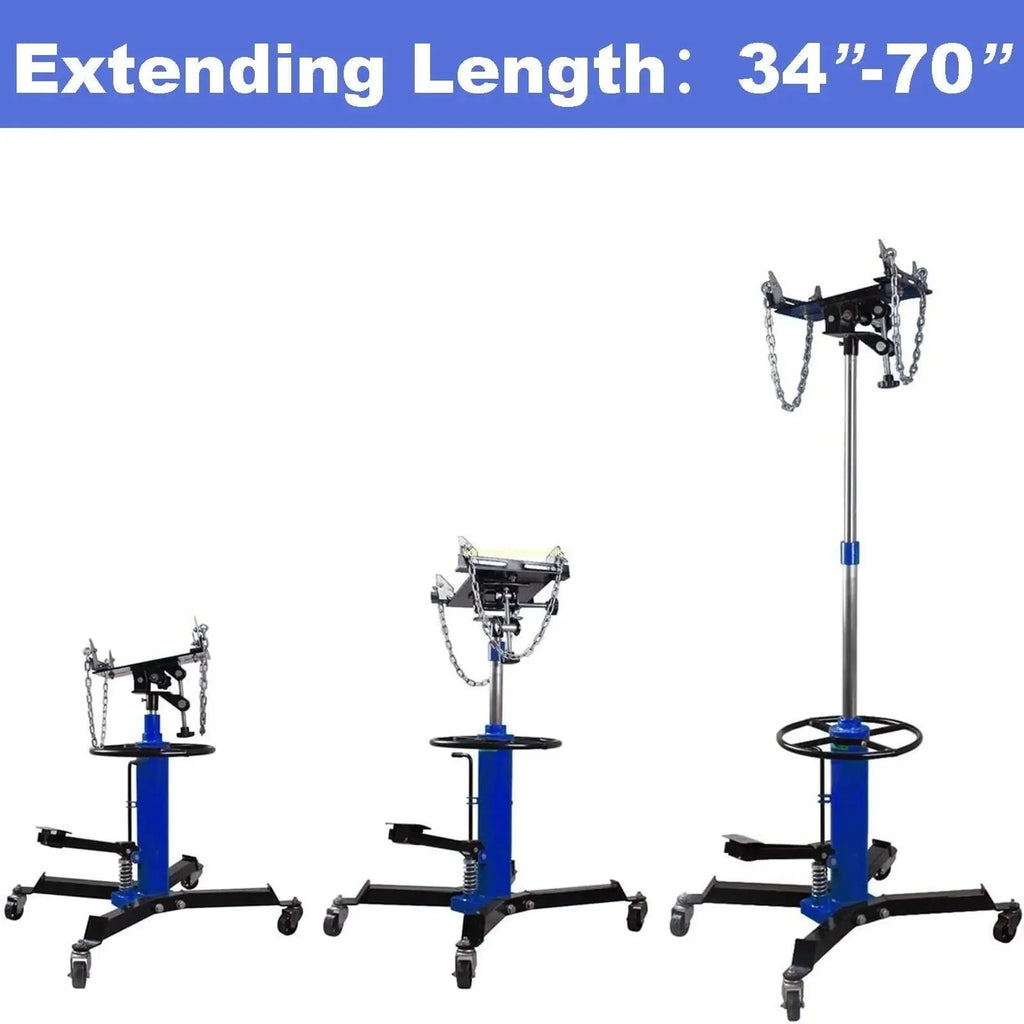 1660 Pounds Hydraulic Car Transmission Jack Vertical Lift with 360° Swivel Wheel Pedal ,Blue,33"-70"(0.75Ton) - image 11