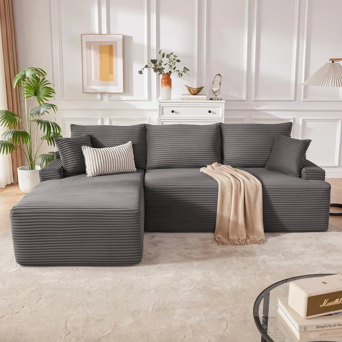 110 Cloud Sectional Couch, Boneless Sofa for Living Room Modular Sectional Sofa with Deep Seat - image 15