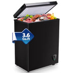 3.6 Cu.ft Chest Mini Freezer with Wheels Deep Freezer for Bulk Storage Top Open Door 2 Removable Baskets 7 Modes Temperature for Home Apartment Kitchen Black - image 1