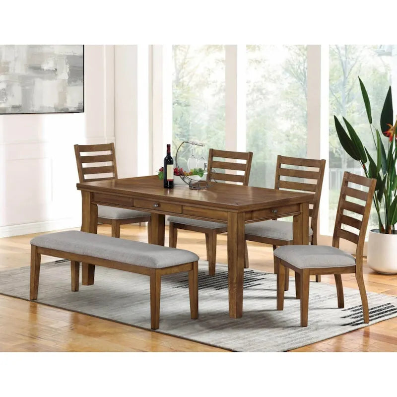 Set of 2 Walnut and Light Gray Ladder Back Side Chairs - image 8