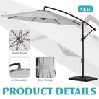 JUSTLET 10ft Heavy Duty Patio Hanging Offset Cantilever Patio Umbrella W/ 4-Piece Base Included Included, Beige - image 57