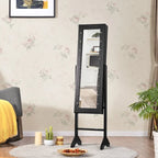Costway Black Mirrored Jewelry Cabinet Organizer with 18 LED Lights - image 1