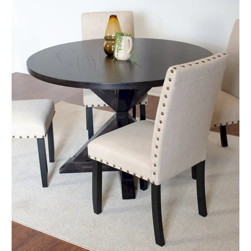 Roundhill Furniture Mytzi 5-Piece Dining Set: Cross-Buck Table with 4 Elegant Chairs - image 15