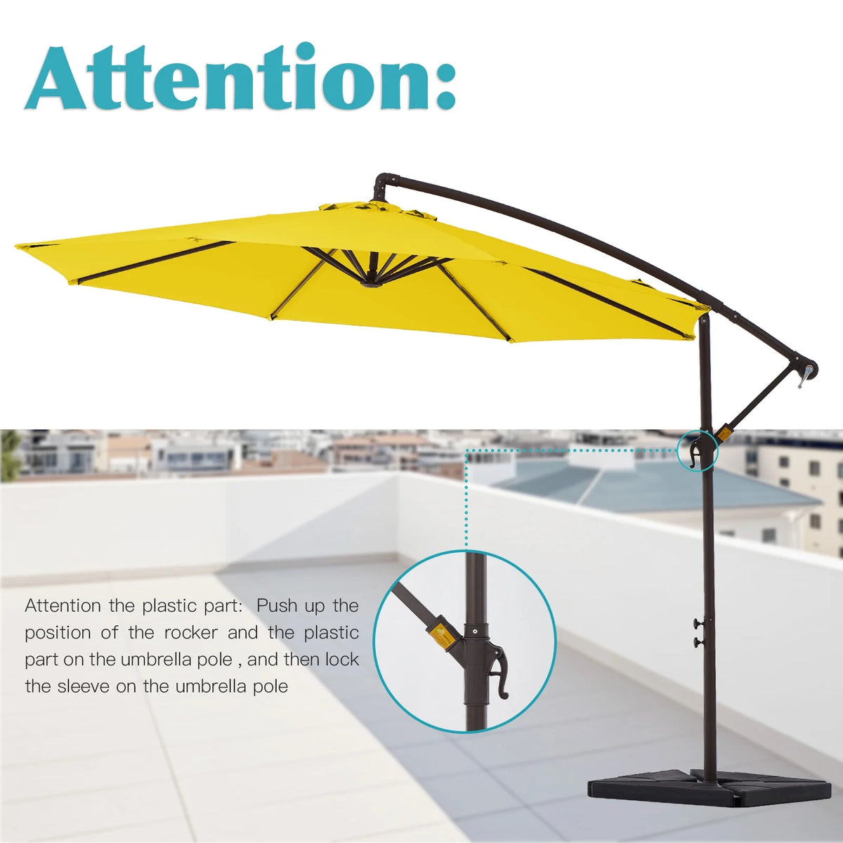 JUSTLET 10ft Heavy Duty Patio Hanging Offset Cantilever Patio Umbrella W/ 4-Piece Base Included Included, Beige - image 49
