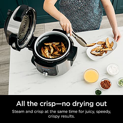 OL701 14 in 1 SMART XL 8 Qt. Pressure Cooker Steam Fryer with SmartLid & Thermometer Auto Steam Release, that Air Fries, Proofs & More, 3 Layer Capacity, 5 Qt. Crisp Basket, Silver/Black - image 8