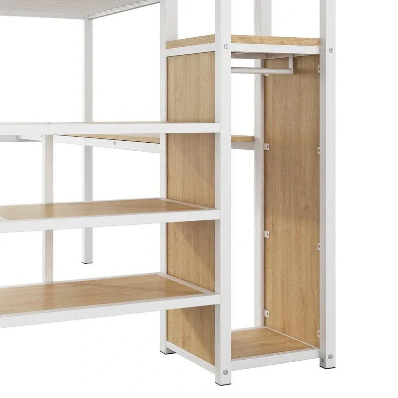 Complete Loft Bed Set with Desk, Storage Staircase, Compact Wardrobe, and LED Lighting - image 26