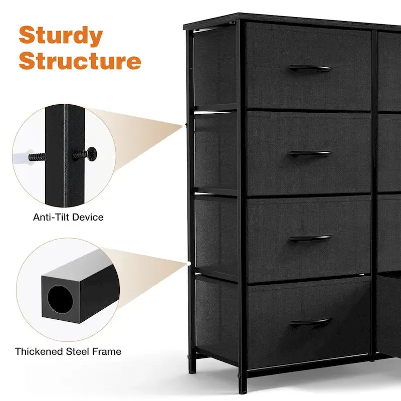 8-Drawer Tall Fabric Dresser with Wood Top and Sturdy Steel Frame - Stylish Bedroom Storage Solution - image 5