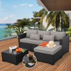 Rattaner 3 Pieces Patio Furniture Set with Ottoman and Outdoor Storage Table - image 2