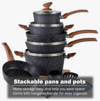 Kitchen Academy Induction Cookware Sets - 12 Piece Green Cooking Pan Set, Granite Nonstick Pots and Pans Set - image 8