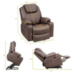 Electric Power Lift Recliner, Leather Massage Reclining Sofa, Elderly Lift Chair with Lumbar Heating & 8 Vibrating Nodes, Cup Holder, USB Port - image 13