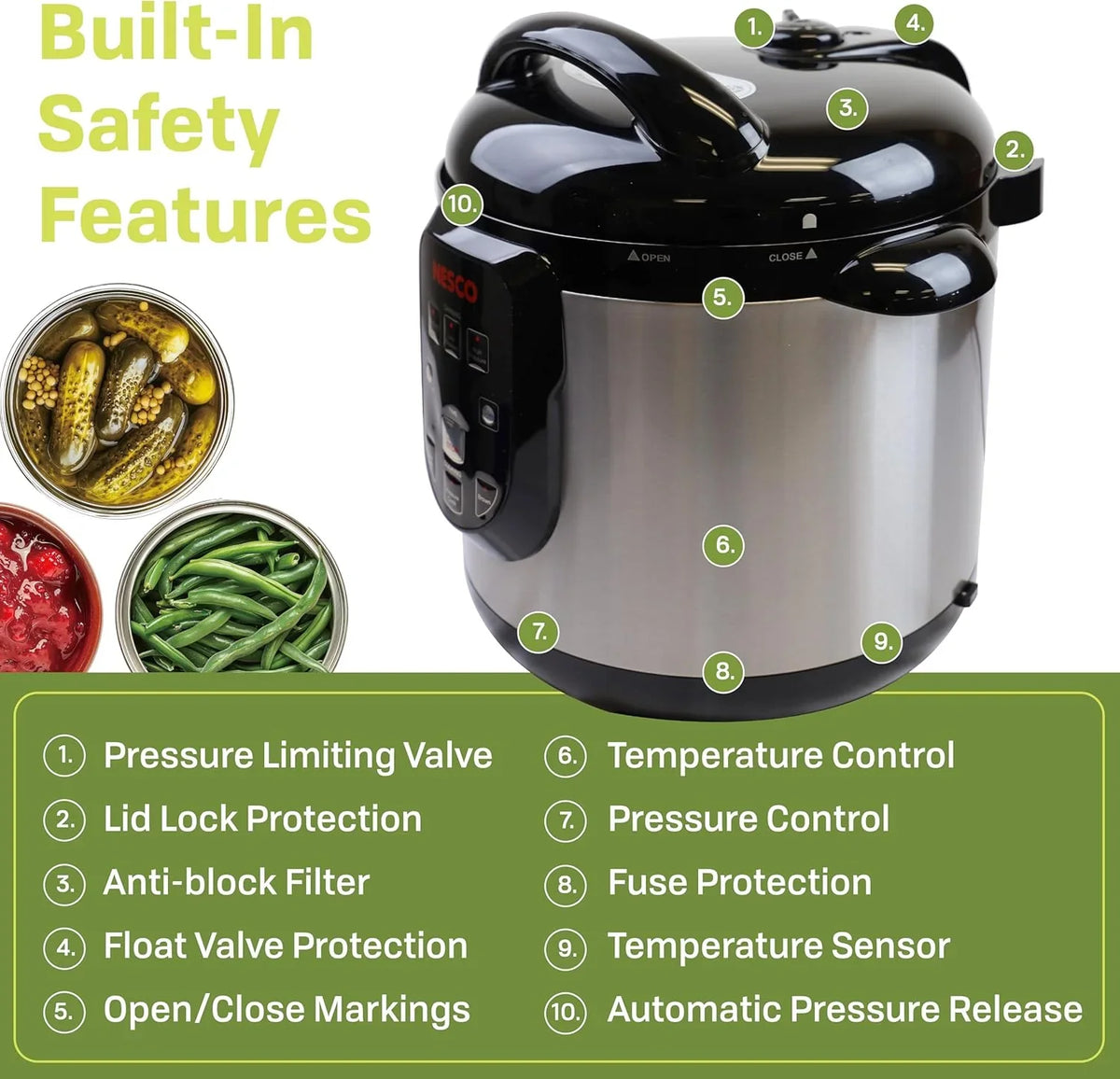 Nesco NPC-9 Smart Electric Pressure Cooker and Canner, Stainless Steel, 9.5 Qt - image 9