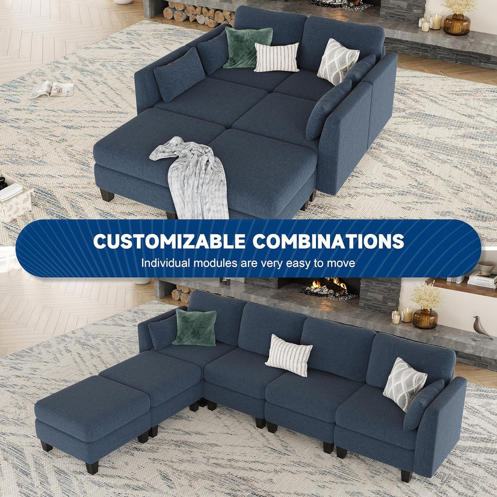 Modular Sectional Sofa, Convertible U Shaped Sofa Couch with High Density Memory Foam, 6 Seat Comfy Modular Sofa Couch for Living Room, Modern U Shaped Sectional Sofa, Dimgrey - image 24