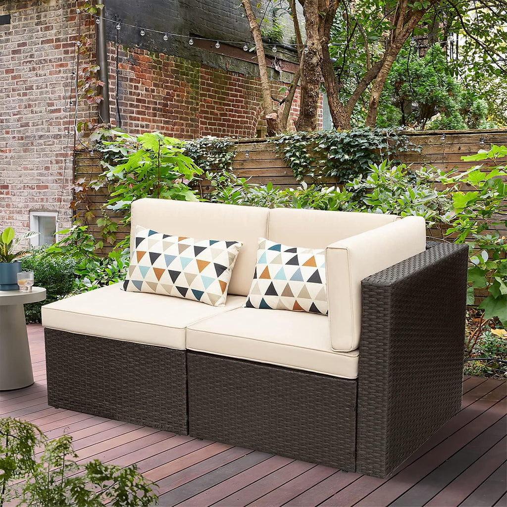 Devoko 5 Pieces Patio Furniture Sets All Weather Outdoor Sectional Patio Sofa Manual Weaving Wicker Rattan Patio Seating Sofas with Cushion and Glass Table(Beige) - image 36