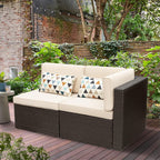 Devoko 5 Pieces Patio Furniture Sets All Weather Outdoor Sectional Patio Sofa Manual Weaving Wicker Rattan Patio Seating Sofas with Cushion and Glass Table(Beige) - image 36