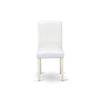 East West Furniture Round Dining Table Set - Kitchen Table with White Faux Leather Parson Chairs in Linen White (Various Piece Options) - image 4