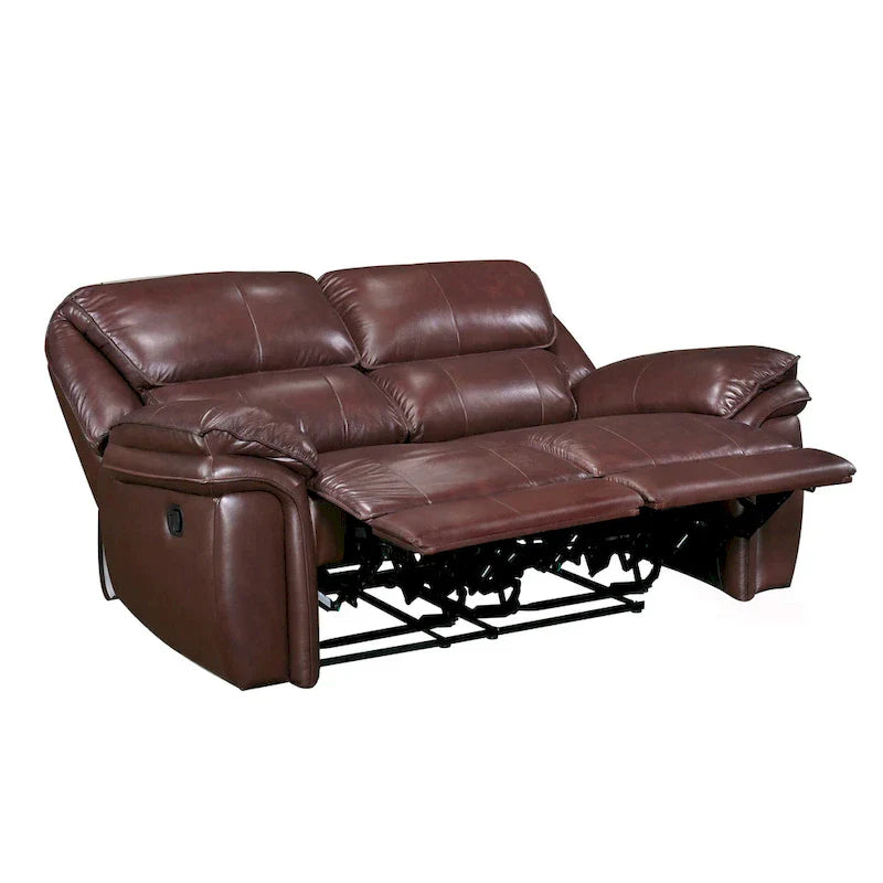 Jack 66-Inch Manual Recliner Loveseat in Plush Brown Top Grain Leather with Wood Accents - image 4