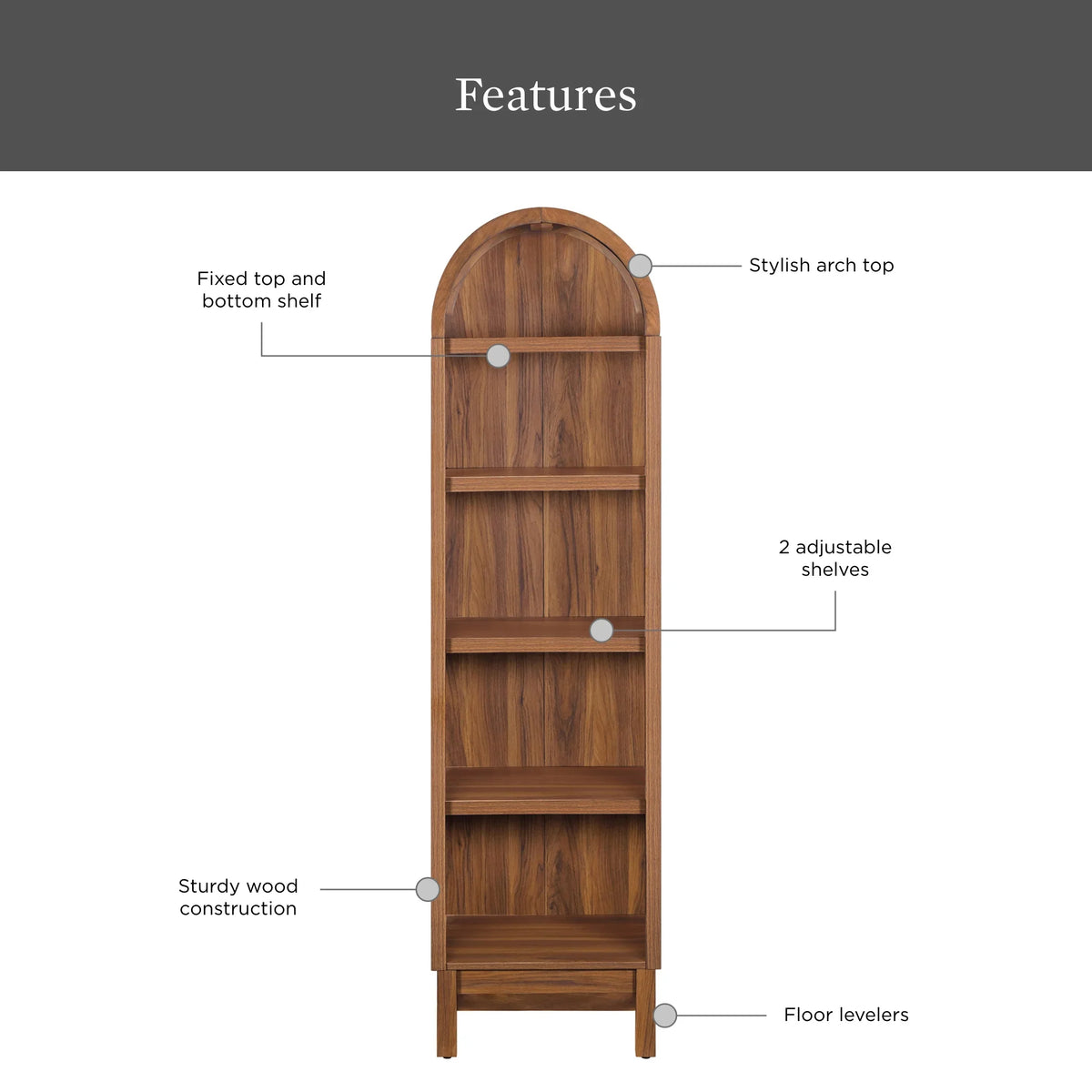 Better Homes & Gardens Juliet Narrow Arch Bookcase, Deep Green and Light Honey - image 15