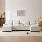 123*55 Contemporary U-Shaped Sofa with Console, Cup Holders, USB Ports, Upholstered Sleeper Couch Set with Chaise - image 13