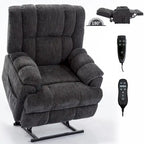 Grey Oversized Chenille Power Lift Recliner with Massage, Heating, and Flat Lay Feature - image 11
