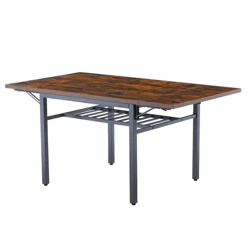Contemporary Industrial 63.2" Extendable Dining Table with Drop Leaf, Accommodates 6 - image 21