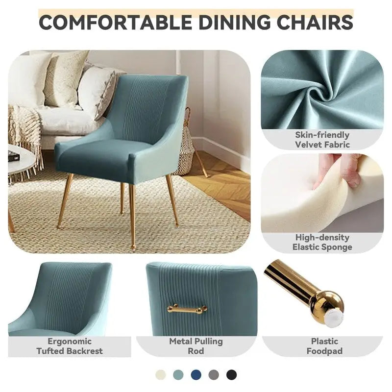 SEYNAR Set of 4 Modern Glam Boucle Velvet Dining or Vanity Chairs with Rear Handle - image 36