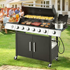 Upgraded 4 Burner BBQ Propane Gas Grill with Cast Iron Grates & Side Stove, 44,000 BTU Stainless Steel Burner Barbecue Grill for Patio, Camping, Outdoor Cooking. - image 6