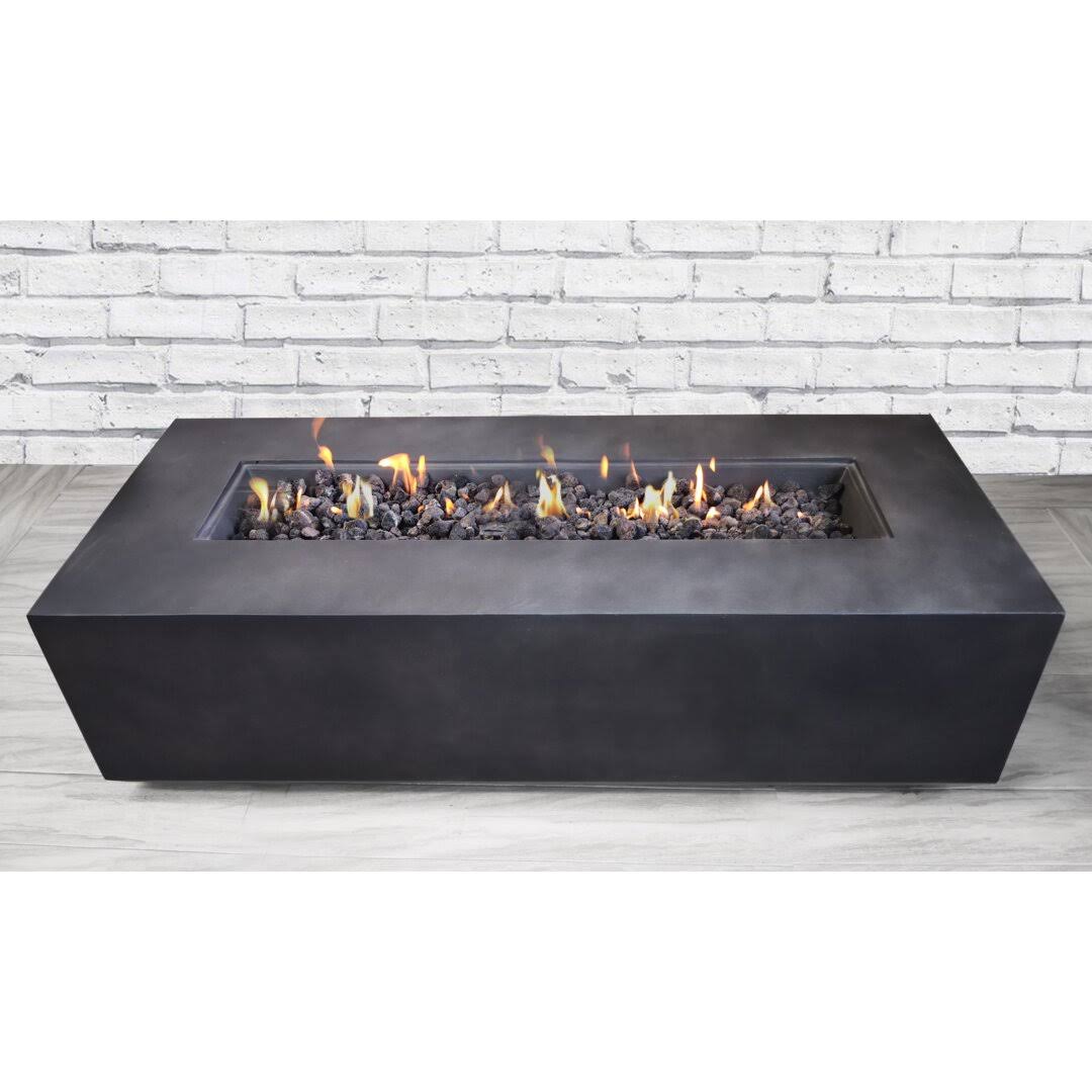 Rashid Concrete Propane Outdoor Fire Pit Table AllModern Size: 15" H x 56" W x 24" D, Finish: Charcoal - image 1