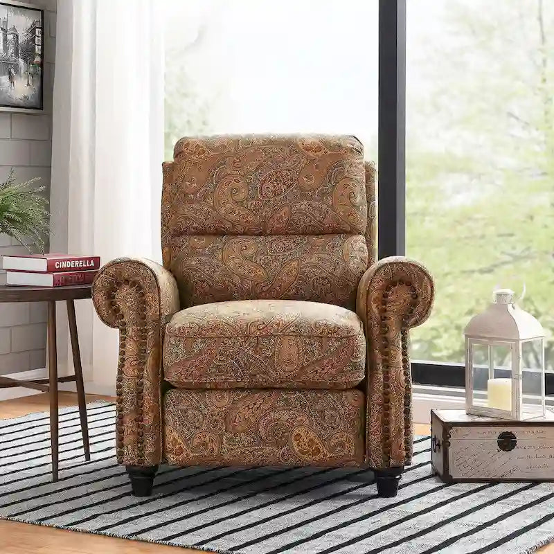 Push Back Recliner Chair with Padded Cushion and Solid Wood Legs - image 3