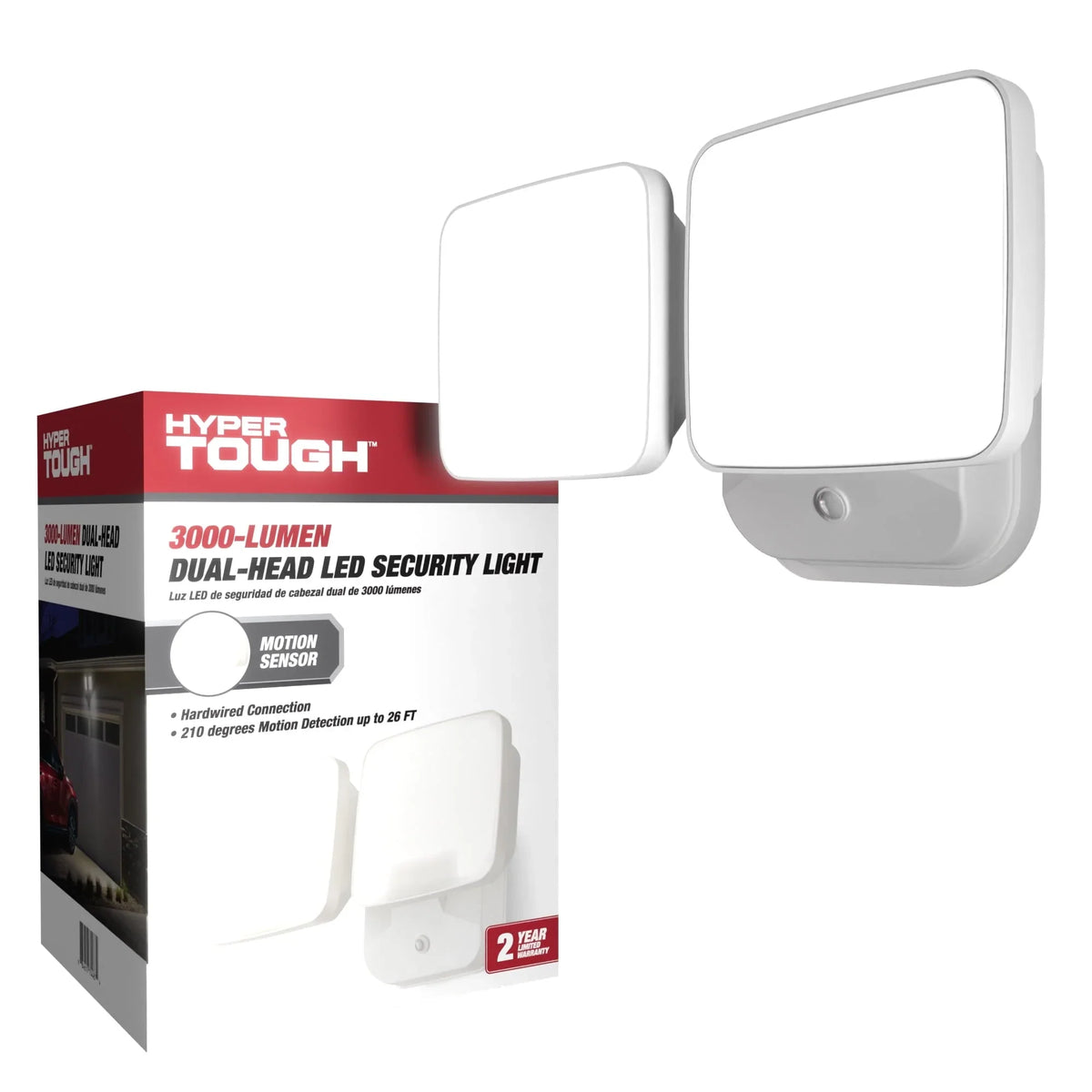 Hyper Tough 3000 Lumen Motion Activated LED Security Light with Adjustable Dual Lamp Heads, Hardwired - image 1